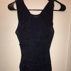 ✧navy floral appliqué bodysuit✧